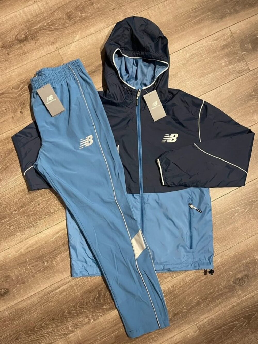 New Balance Seasonal Premium Hooded Jacket & Track Pants Set Navy/Blue Men's Siz